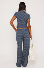 Straight Chill Wide Leg Pants Navy Stripe