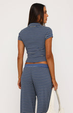 Straight Chill Polo Top Navy Stripe