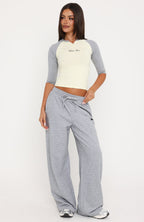 Tatiana 3/4 Sleeve Top Lemon/Grey