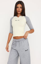 Tatiana 3/4 Sleeve Top Lemon/Grey