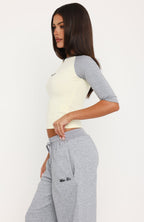 Tatiana 3/4 Sleeve Top Lemon/Grey