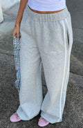 The Social Club Mirabelle Wide Leg Sweatpants Dark Grey Marle