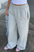 The Social Club Mirabelle Wide Leg Sweatpants Dark Grey Marle