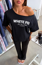 The Social Club Hayley Off Shoulder Oversized Tee Black