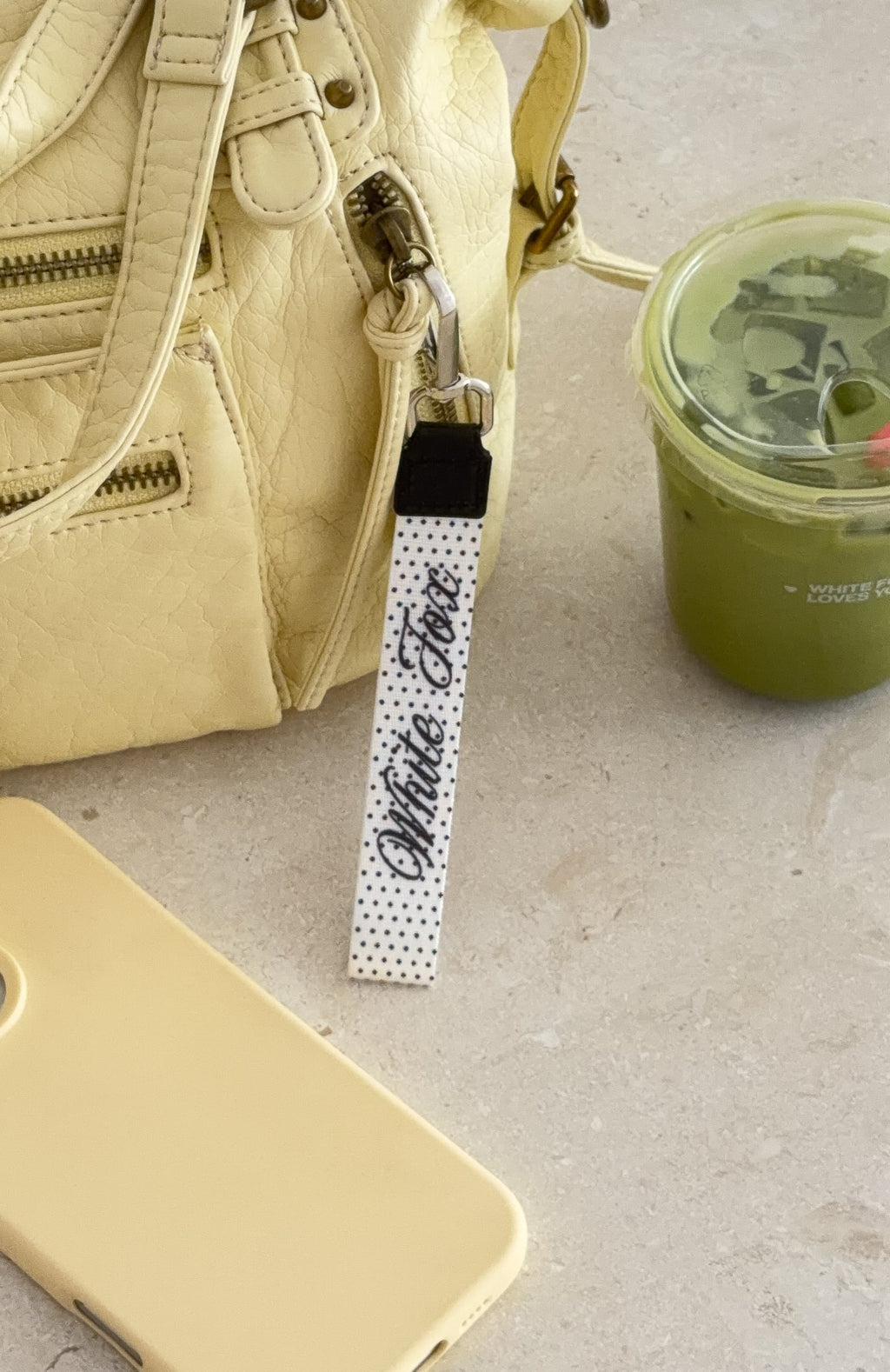 The Social Club Miley Strap Keychain White/Polka Dot