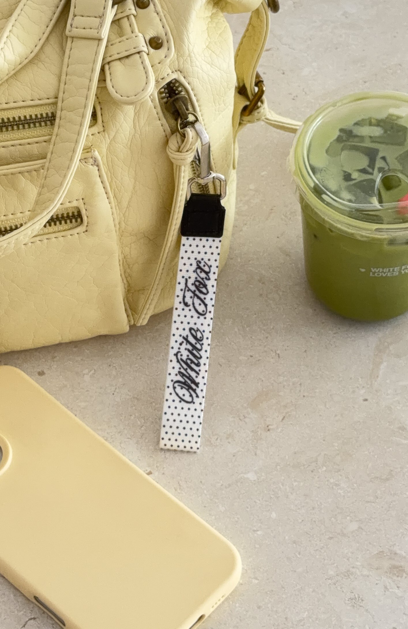 The Social Club Miley Strap Keychain White/Polka Dot