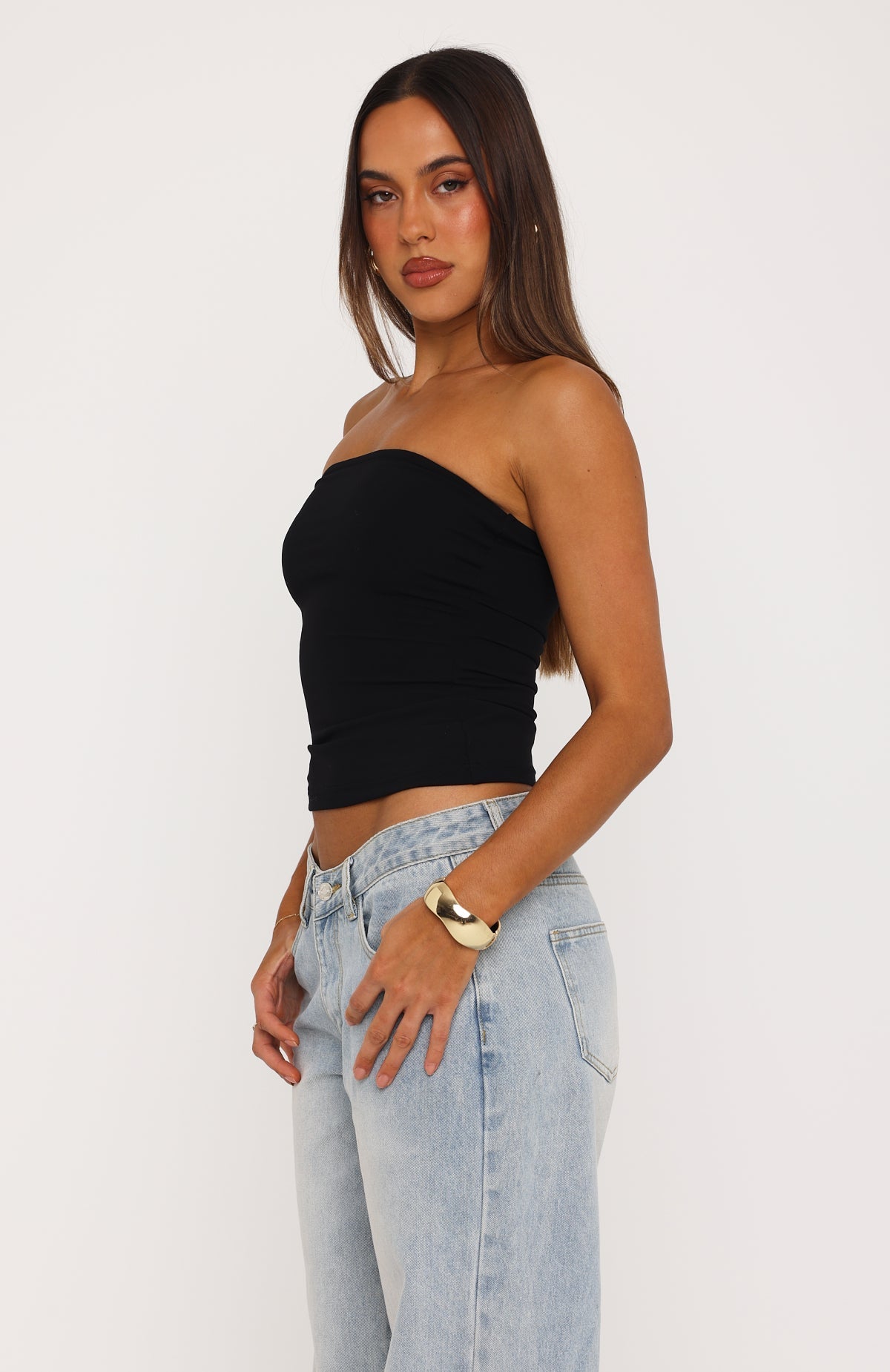 Tiny Drama Strapless Top Black
