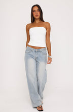 Tiny Drama Strapless Top White