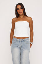 Tiny Drama Strapless Top White