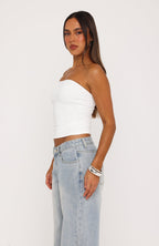 Tiny Drama Strapless Top White