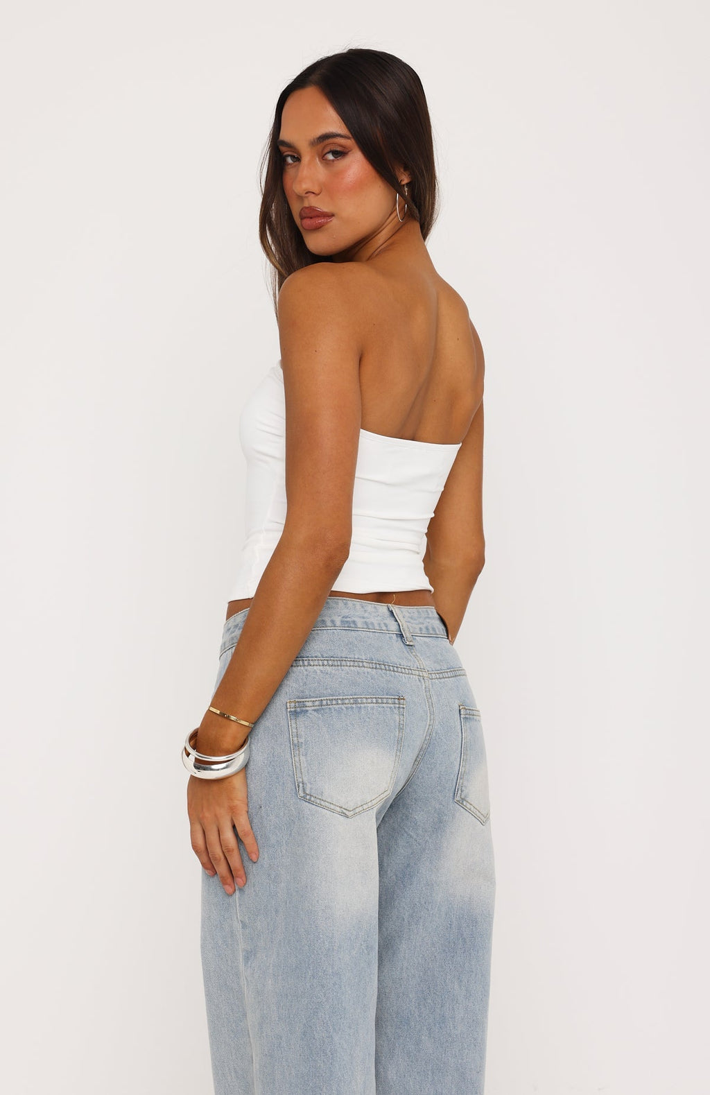 Tiny Drama Strapless Top White