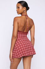 A Girl's Girl Mini Dress Berry Plaid
