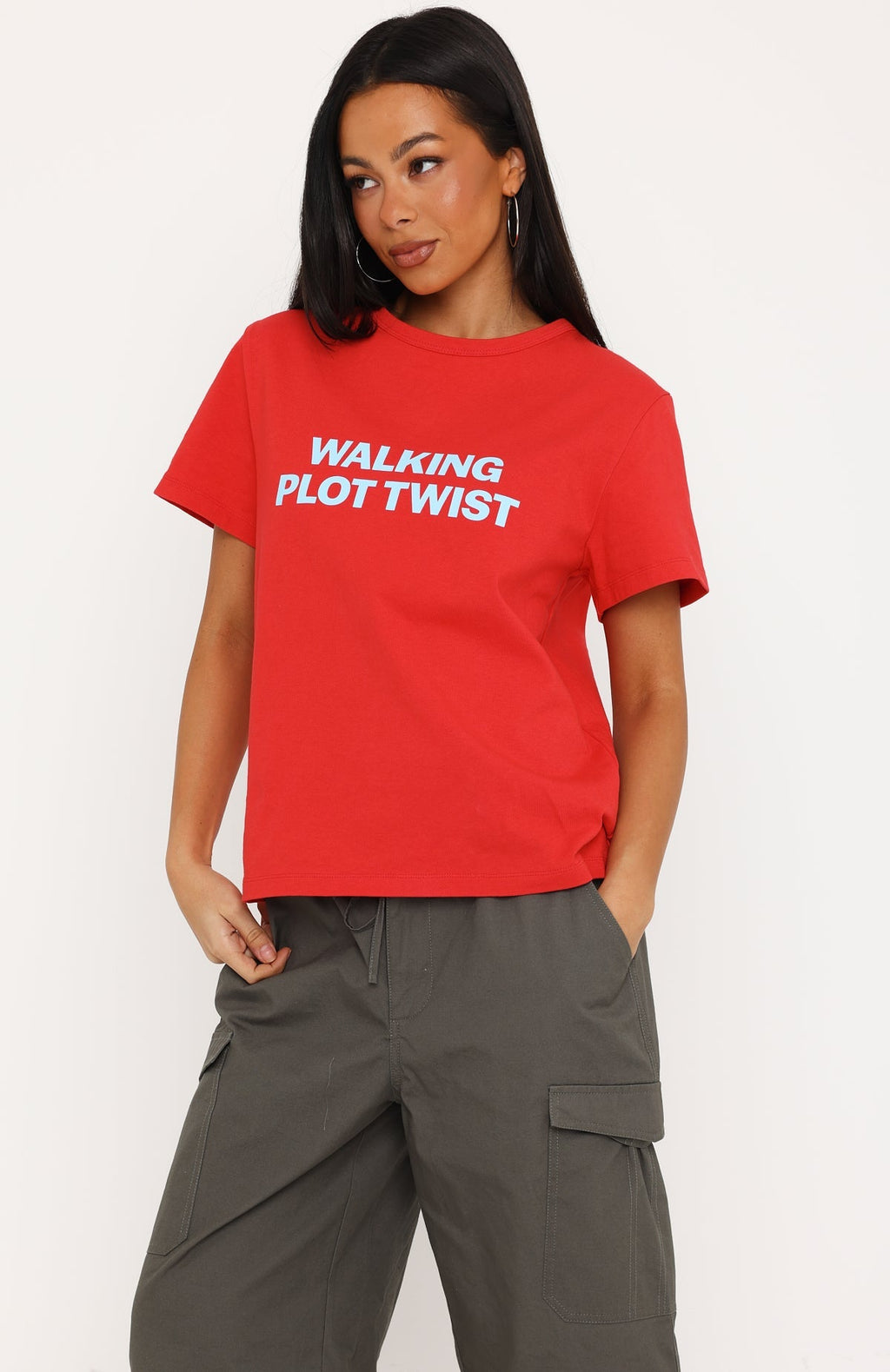 Walking Plot Twist Tee Red
