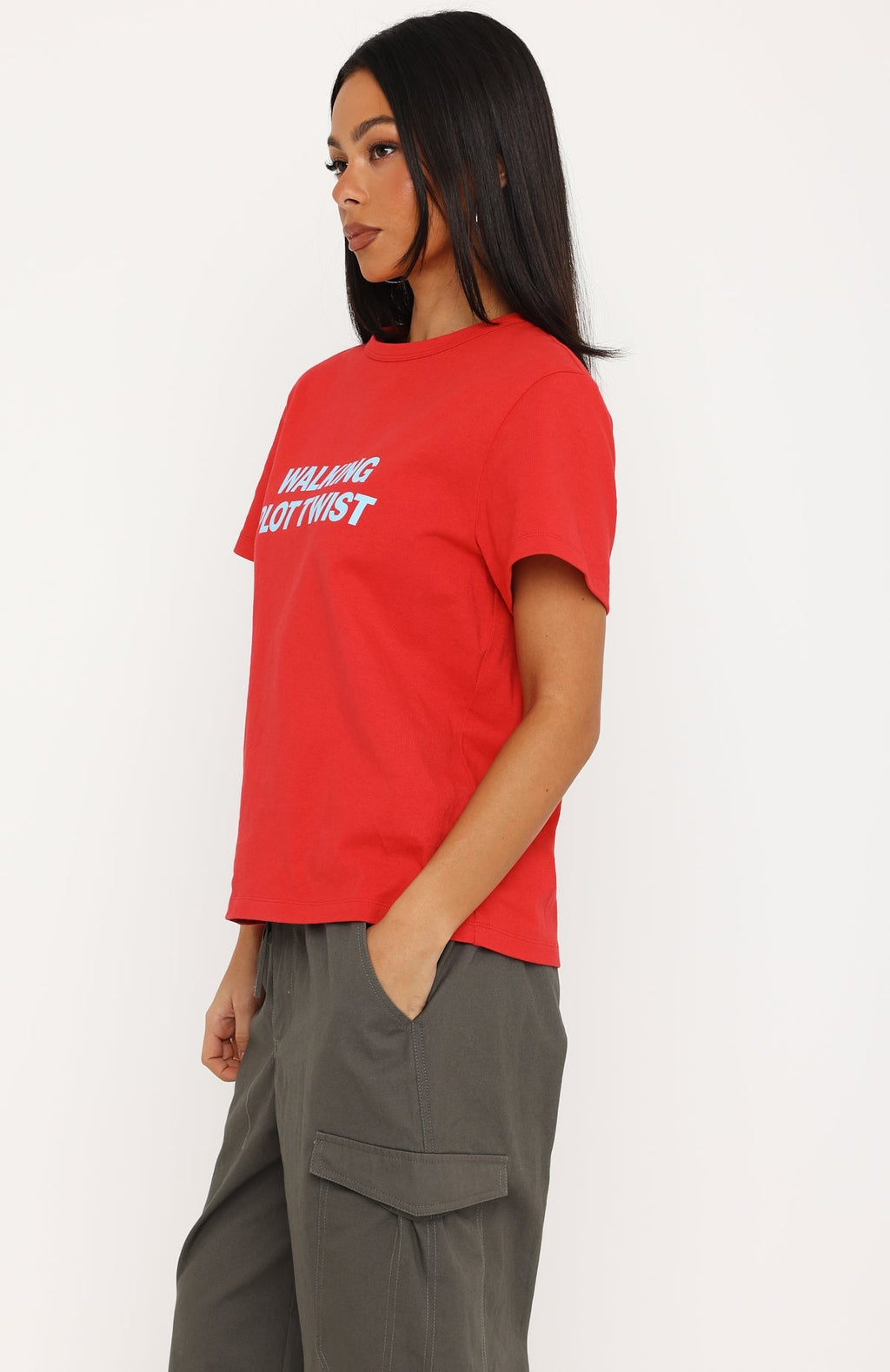 Walking Plot Twist Tee Red