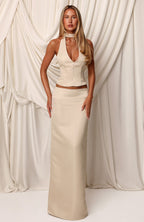 Where We Going Maxi Skirt Champagne
