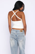 A Minute Later Ribbed Top White