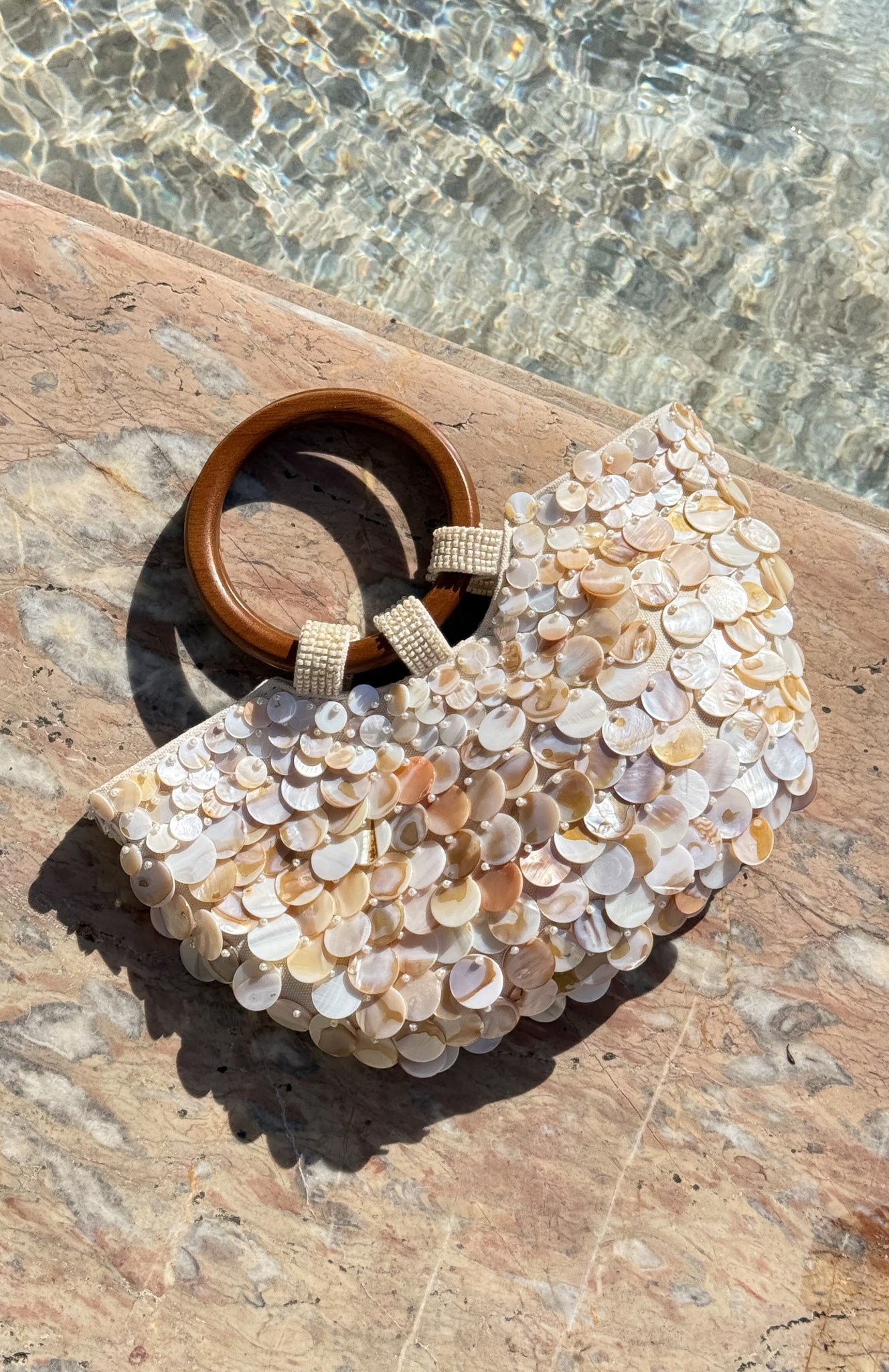 Alessandra Shell Top Handle Bag Cream