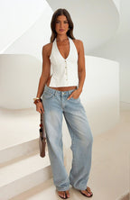 All I Needed Halter Top White
