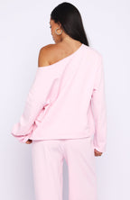 All A Dream Off Shoulder Oversized Long Sleeve Tee Pink
