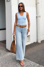 All Around You V Neck Tank Top Baby Blue