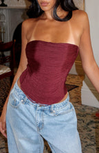 All Too Well Fringe Bustier Burgundy