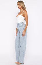Always With Me High Rise Straight Leg Jeans Mid Blue Wash