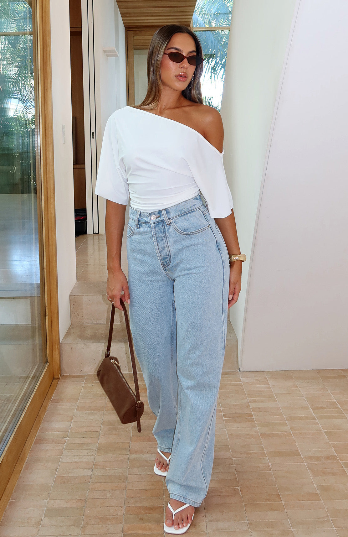 Always With Me High Rise Straight Leg Jeans Mid Blue Wash