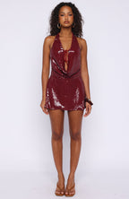 Amnesia Sequin Mini Dress Scarlett Flame