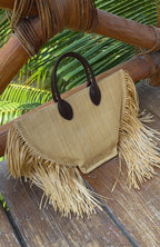 Aoife Top Handle Straw Bag Chocolate/Natural
