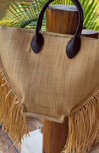 Aoife Top Handle Straw Bag Chocolate/Natural