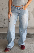 Athina Low Rise Wide Leg Jeans Light Blue Wash