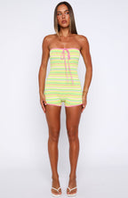 Attitude Check Knit Playsuit Lime Twist Stripe
