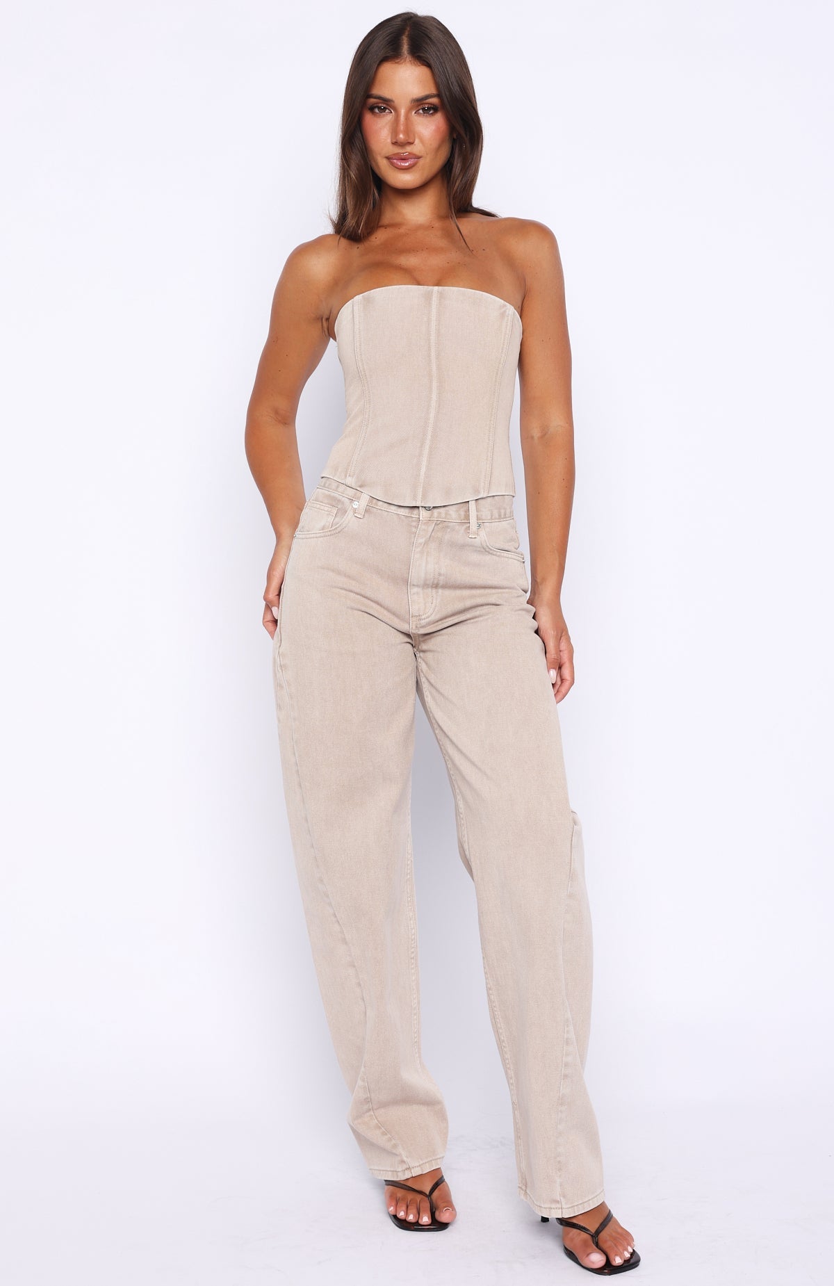 Be Mine Forever Denim Bustier Sesame Wash