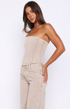 Be Mine Forever Denim Bustier Sesame Wash