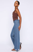 Big City Dreams Mid Rise Wide Leg Jeans Admiral Blue Wash