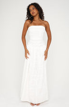 Bittersweet Babe Strapless Broderie Maxi Dress White