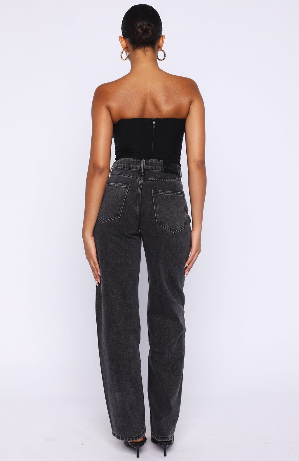 Born To Shine High Waisted Barrel Jeans Black Acid Wash