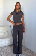 Break The Records Wide Leg Pants Charcoal