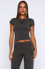 Break The Records Baby Tee Charcoal