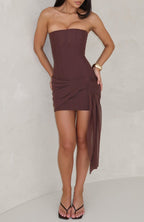 City Of Dreamers Strapless Mini Dress Chocolate
