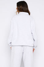 Can't Be Changed Oversized Henley Sweater Grey Marle