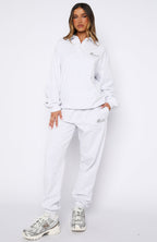 Can't Be Changed Oversized Henley Sweater Grey Marle