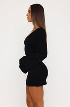 Catch Me At Sunrise Long Sleeve Mini Dress Black