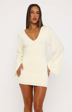 Catch Me At Sunrise Long Sleeve Mini Dress Butter