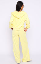 Causing Commotion Terry Wide Leg Sweatpants Lemon