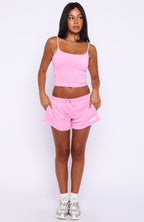 Causing Commotion Terry Lounge Shorts Pink