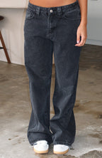 Clarissa Low Rise Wide Leg Jeans Black Acid Wash