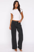 Clarissa Low Rise Wide Leg Jeans Black Acid Wash