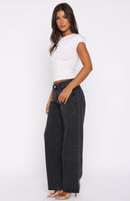 Clarissa Low Rise Wide Leg Jeans Black Acid Wash