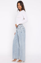 Clarissa Low Rise Wide Leg Jeans Mid Blue Wash